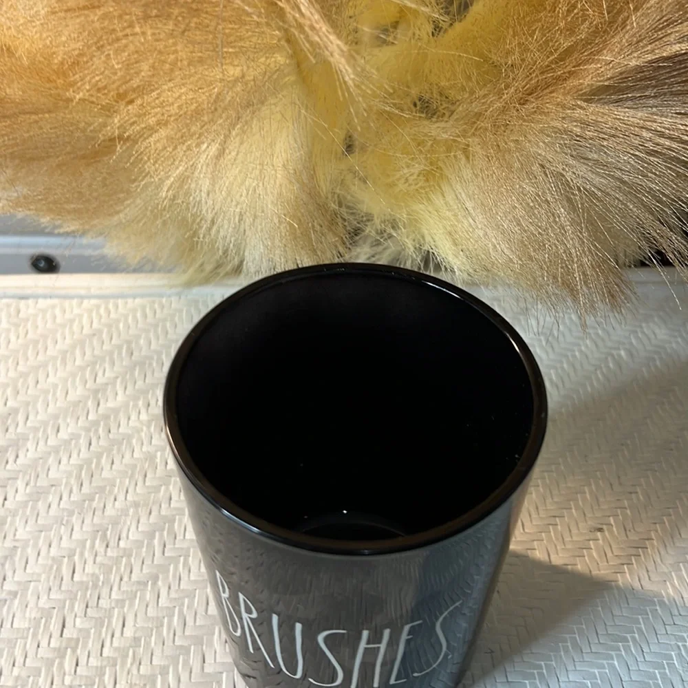 Rae Dunn Black Brushes Container
